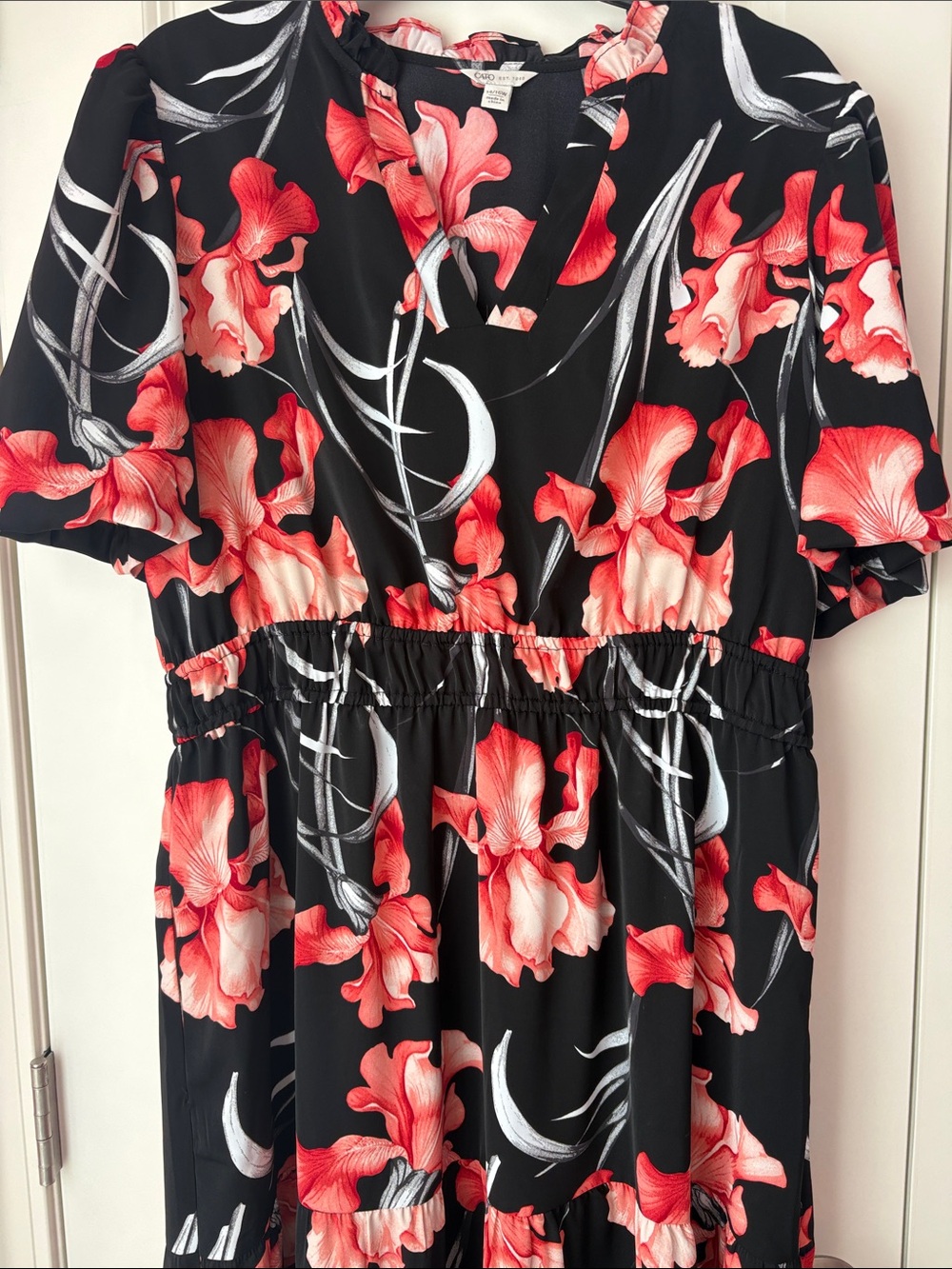 Cato Floral Maxi Dress in Black, White & Orange Size 14/16W - Picture 5 of 10